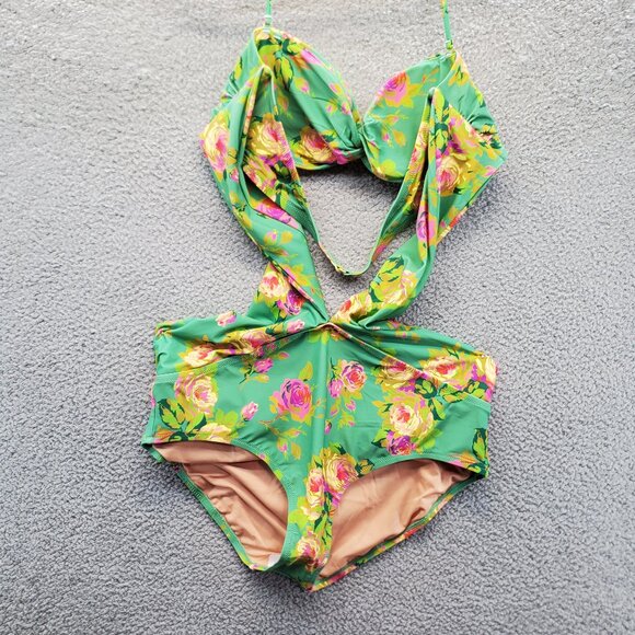 J. Crew  Crisscross Cutout Bandeau One-piece Swim Suit Rose Garden Size … - Picture 8 of 13
